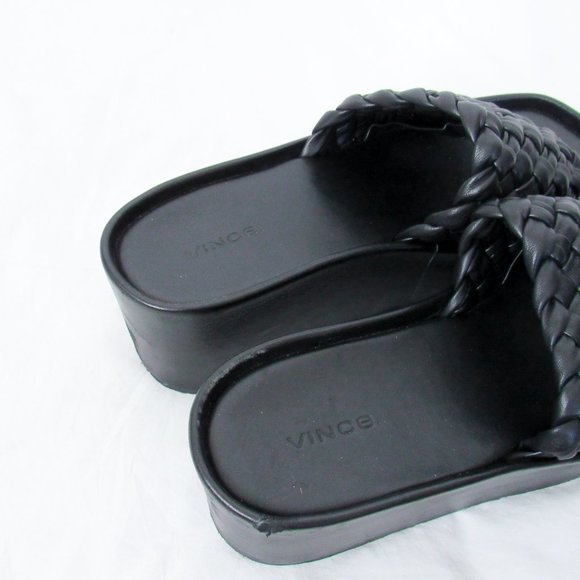 VINCE Mari Braided Leather Platform Sandals Slip-On Slide Sandals Size- 8.5~$350 - Picture 7 of 16